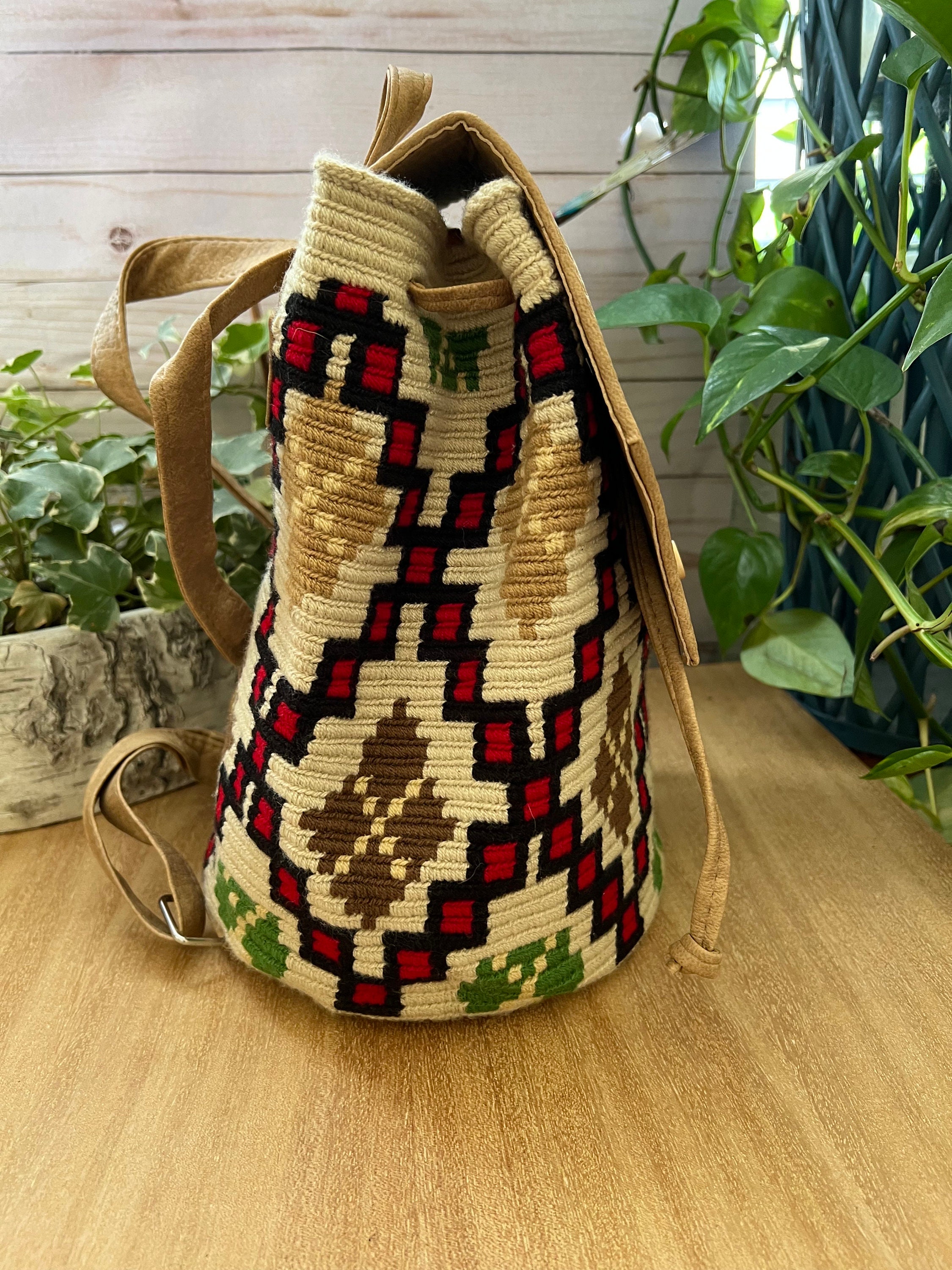 Handwoven Wayuu Backpack: Boho Hippie Acrylic Bookbag - Etsy display picture 1