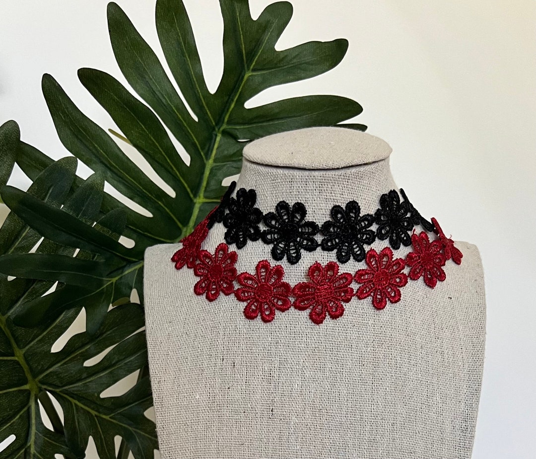 Handmade Black Lace Flower Choker: Edgy Romantic Necklace - Etsy