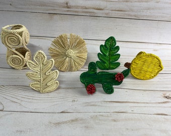 Handwoven Iraca Palm Napkin Rings: Boho Farmhouse Table Decor (Set of 4)
