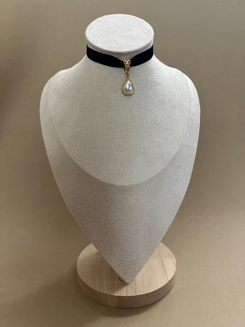 Mod Victorian Deco Crystal Pearl Burgundy Velvet Choker main image 0