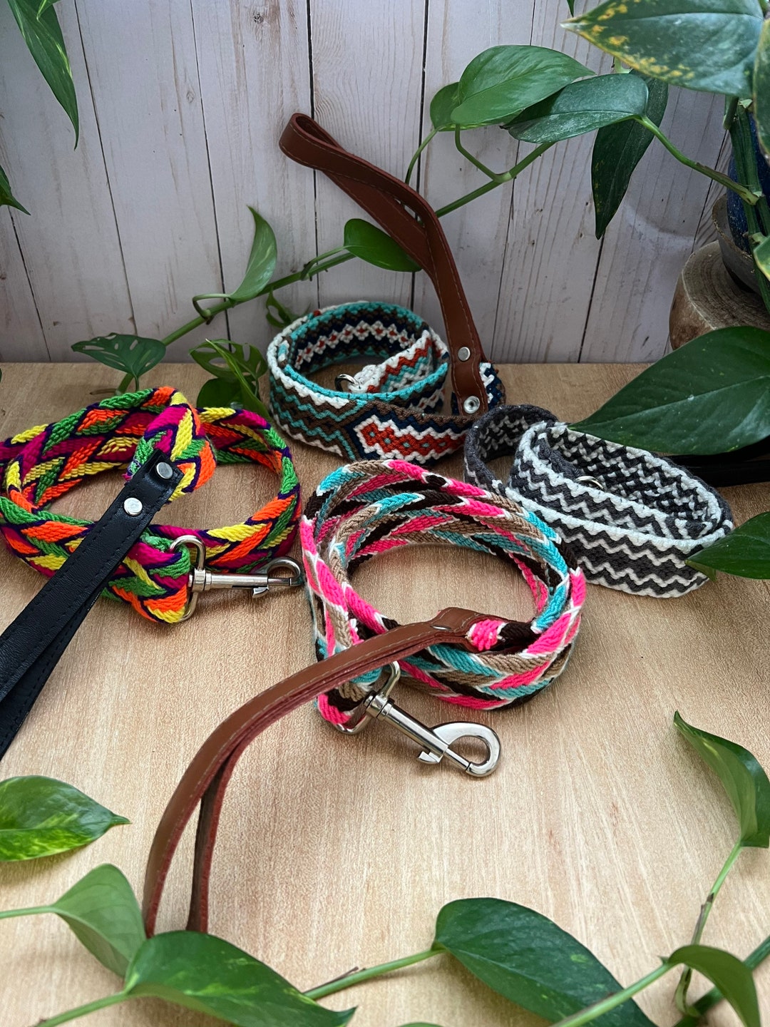 Hand-knit Colorful Dog Leashes, Crochet Wayuu Leash, Unique Handmade ...