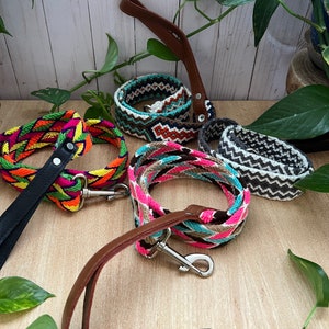 Correas de perro coloridas tejidas a mano, correa wayuu de ganchillo, correa única hecha a mano, accesorios divertidos para perros