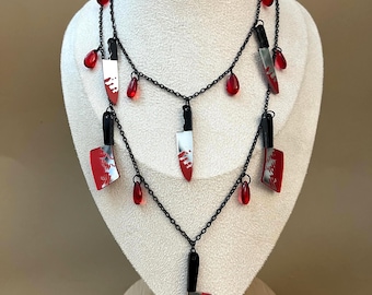 Blodig Kniv Spöklik Halsband - Goth Blodigt Spöklikt Halsband