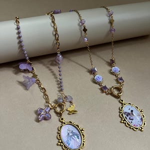 Fairycore Harz Anhänger Halskette: Gold Edelstahl Kette