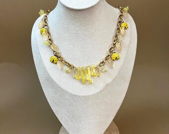 Cottagecore Ladybug Charm Statement Necklace - Crystal Fairycore Necklace