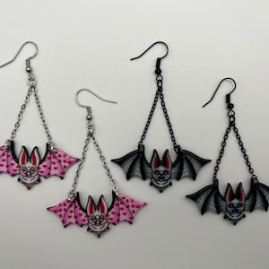 Pastel Goth Bat Earrings: Pink Emo Kawaii Jewelry