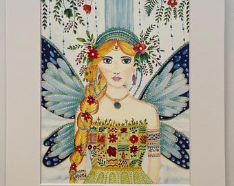 油絵　「妖精」F6 水彩画の妖精の絵画、水彩画、妖精のプリント、妖精の絵画、妖精の