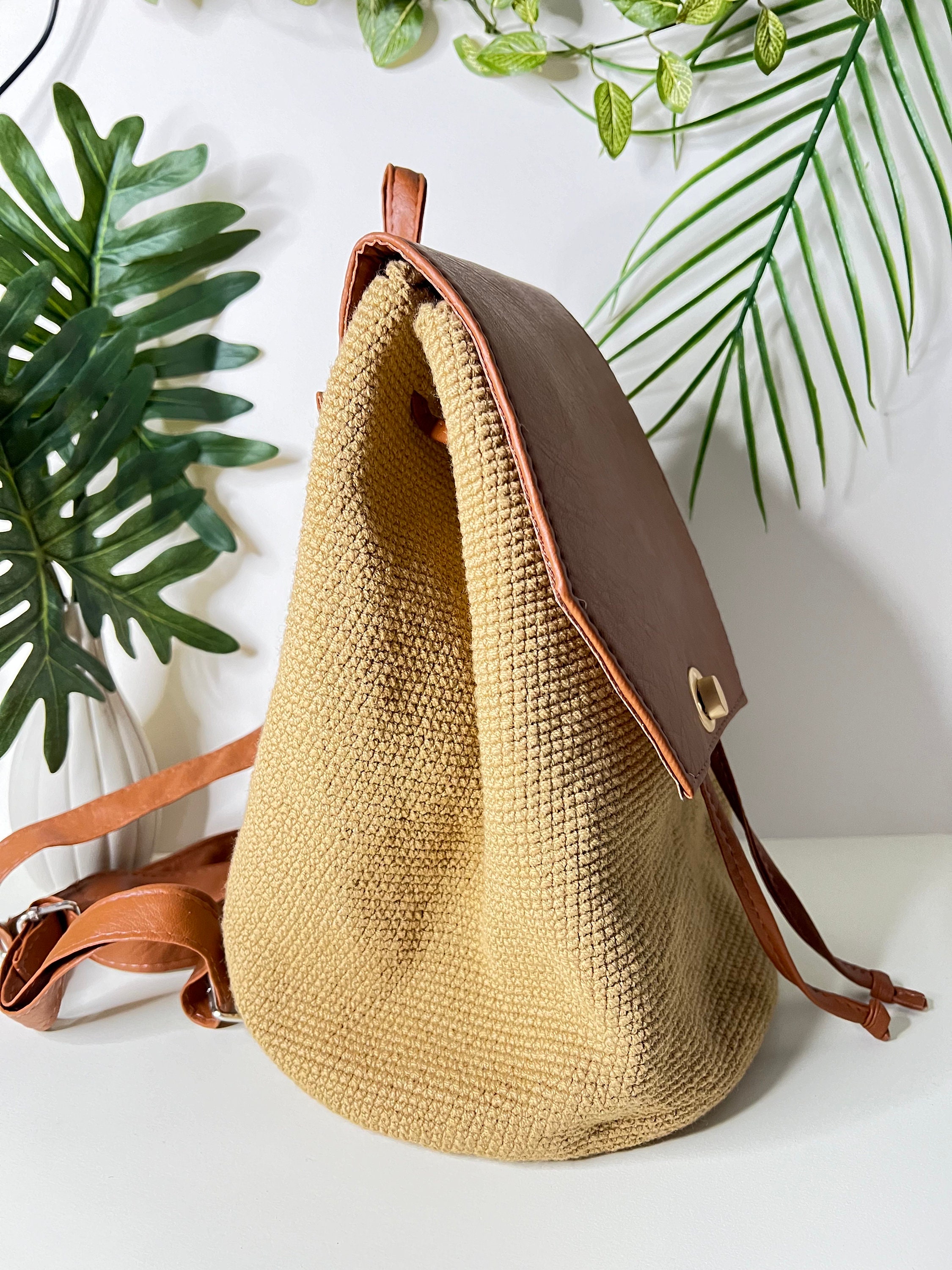 Unbranded Faux Leather Removable Hand Strap Boho Backpack Bag EUC OS Backpack - Leather with Fringe, Luxury Authentic Vintage  main image 2