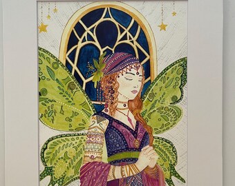 水彩画の妖精の絵画、水彩画、妖精のプリント、妖精の絵画、妖精の