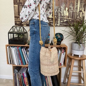 Handwoven Iraca Palm Crossbody Bag: Large Woven Beach Bag