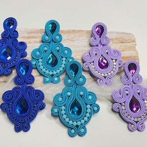 Oversized Elegant Statement Earrings, Classic Soutache Wedding Earrings, Stylish Retro Earrings, Evening Gown Large Earring, Prom Earrings