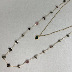 Collar de múltiples hilos de piedra natural: oro de 18 quilates, estilo bohemio chic
