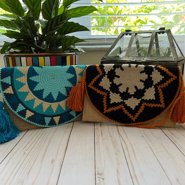Colorful Handwoven Shoulder Bag for Women, Boho Chic Clutch, Hand Knit Wayuu Bag, Unique Colorful Purse, Trendy Bohemian Crossbody Bag