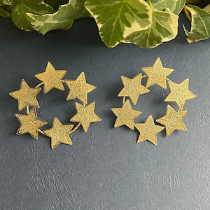 Gold Star Hoop For Women, Round Statement Earrings, Trendy Star Earrings, Boho Chic Earrings, Gold Dangle Earrings, Gift for Her