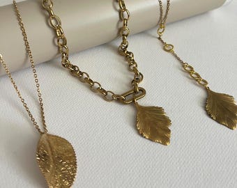 Elegant Oversized Gold Leaf Necklace: Boho Chic Coquette Nature Element Necklace