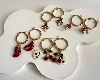 Whimsical Retro Interchangeable Charm Hoops: Unique Fun Earrings
