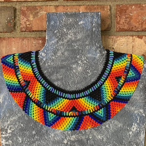 Huichol Beaded Choker: Embera Chami Handmade Statement Necklace