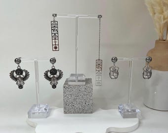 Ancient Egyptian Stainless Steel  Earrings: Dangles Silver Witchy Chic Jewelry