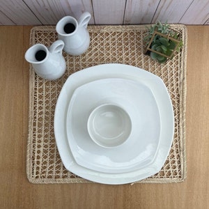 Manteles individuales cuadrados de palma de iraca tejidos a mano: decoración de mesa bohemia, juego de 6
