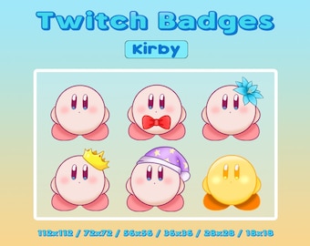 Cute Kirby Badge | 6 Twitch Sub Badge | 6 Twitch Bit Badge | Gaming Badge | Cute Pink