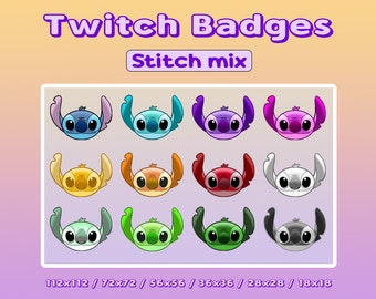 Cute Stitch Badge | 12 Twitch Sub Badge | 12 Twitch Bit Badge | Gaming Badge