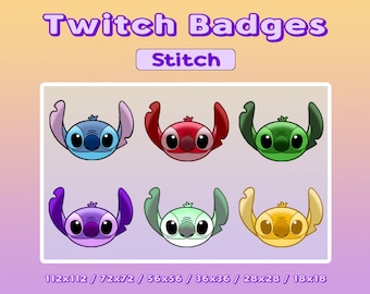 Cute Stitch Badge | 6 Twitch Sub Badge | 6 Twitch Bit Badge | Gaming Badge