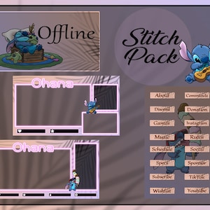Cute Stitch Overlay | Twitch Overlay | Stitch Badge | Static Pack