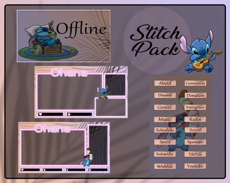 Cute Stitch Overlay | Twitch Overlay | Stitch Badge | Static Pack