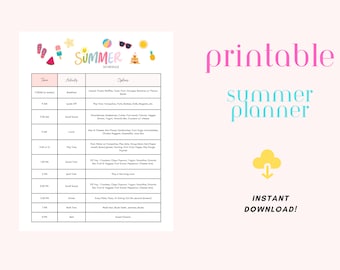 Kids Summer Schedule Template, Activity Planner (Printable)