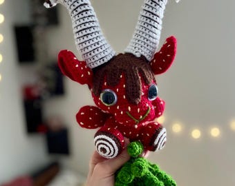 Chocolate Covered Strawberry Goat, Crochet Valentine’s Plushie
