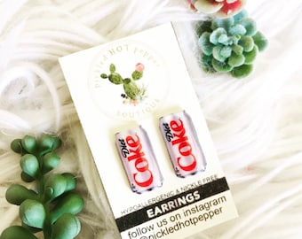 Living off Diet Coke - stud earrings - made for sensitive ears