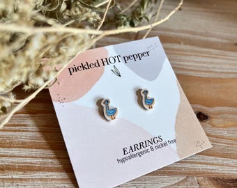 Pigeon Stud Earrings: Surgical Steel Posts for Sensitive Ears