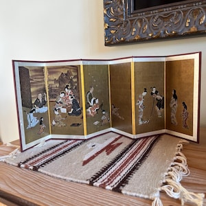 vintage Small Japanese Antique Byobu panel folding screen | made in Japan