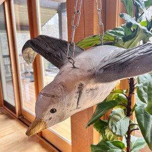 Old wood bird carving- huge Seagull bird hanging