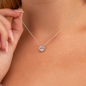 Minimalist Heart Silver Necklace, Heart Pendant, 925 Sterling Silver Necklace, Silver Necklace, Minimalist Silver Jewelry, Gift for Her