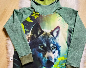 Cooler Hoodie für Kinder aus Sweat Wolf in  den Größen 74/80 bis 170/176 erhältlich