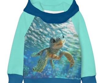 Super cooler Hoodie für Kinder Kapuzenpullover aus Sweat Schildkröte in den Größen 74/80 bis 170/176 erhältlich