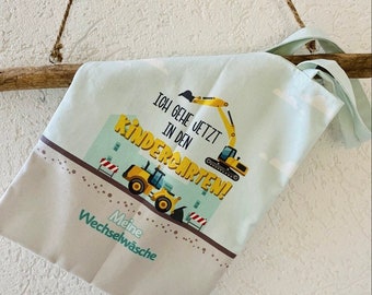 Cloth bag for changing laundry kindergarten excavator