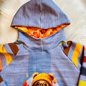 Beautiful autumnal children's hoodie sweatshirt with cute bears available from size 74/80 to 170/1 image 5