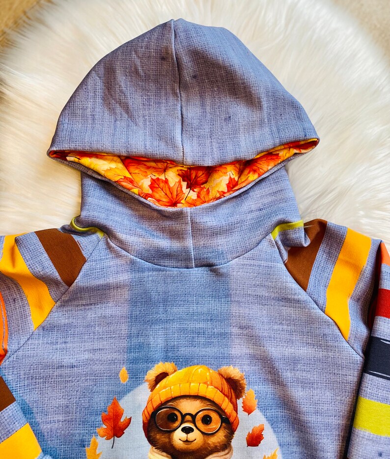 Beautiful autumnal children's hoodie sweatshirt with cute bears available from size 74/80 to 170/1 image 5