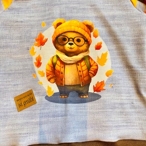 Beautiful autumnal children's hoodie sweatshirt with cute bears available from size 74/80 to 170/1 image 2