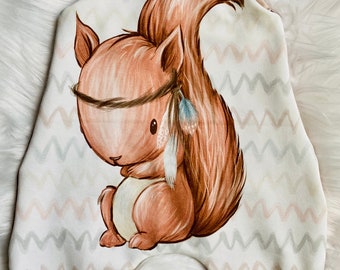 Cute baby romper made of cotton jersey organic cotton squirrel available in different sizes