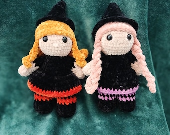 Witch Crochet Pattern - Amigurumi Crochet Pattern - Low Sew Plushie
