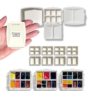 Micro Watercolor Travel Palette with Micro Expansion Pans (8) and Adhesive Disks