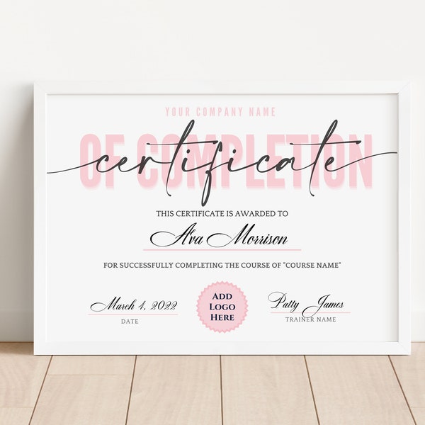 Editable Certificate Of Completion, DIY Training Certificate Template, Printable Makeup Artist Lashes Certificate, Canva Template. TDS-10