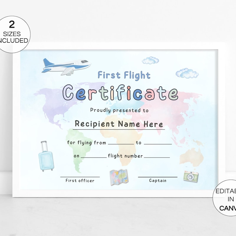 First Flight Certificate - Etsy