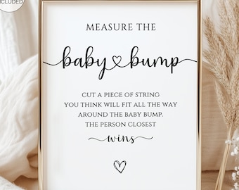 Measure The Baby Bump Sign Game, Printable How Big Is Mommy's Belly, Baby Shower Games