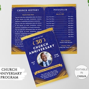 Church Anniversary Program Template Editable DIY Church Anniversary