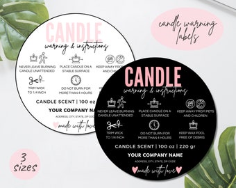 Candle Warning Label Template, Editable Candle Warning Sticker, Printable  Candle Warning Instructions Instant Download Canva Template.TDS-06