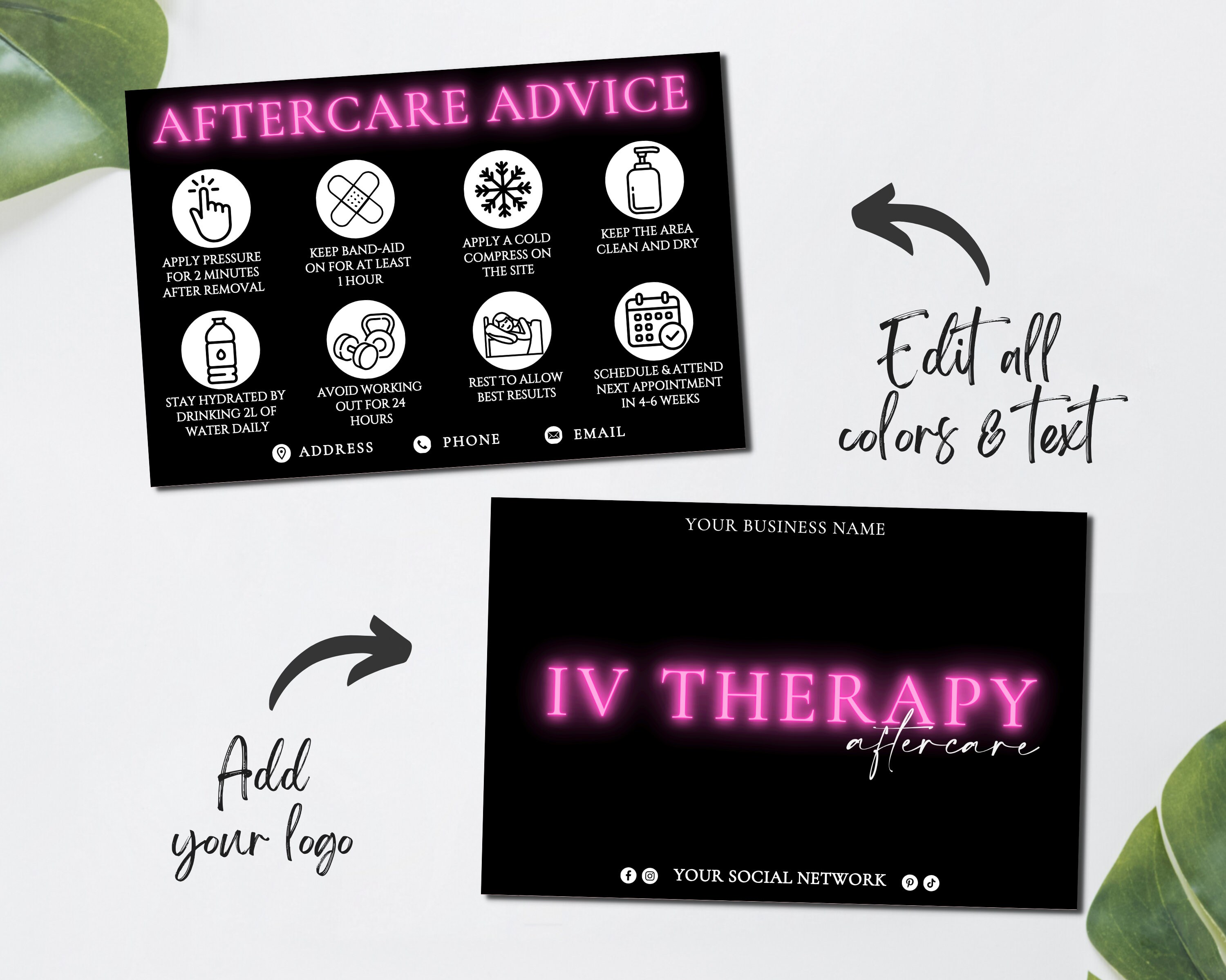 Iv Tech Card IV Therapy Aftercare Card, Printable Drip Care Instructions Cards ...